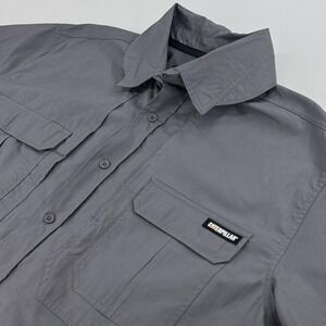 Caterpillar CAT Workwear Shirt MENS Gray Button Close Pockets Short Sleeve XL